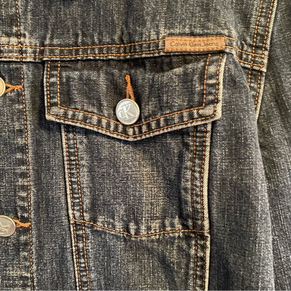 Calvin Klein Denim Jacket Size Large Like Dark Blue - Picture 4 of 9